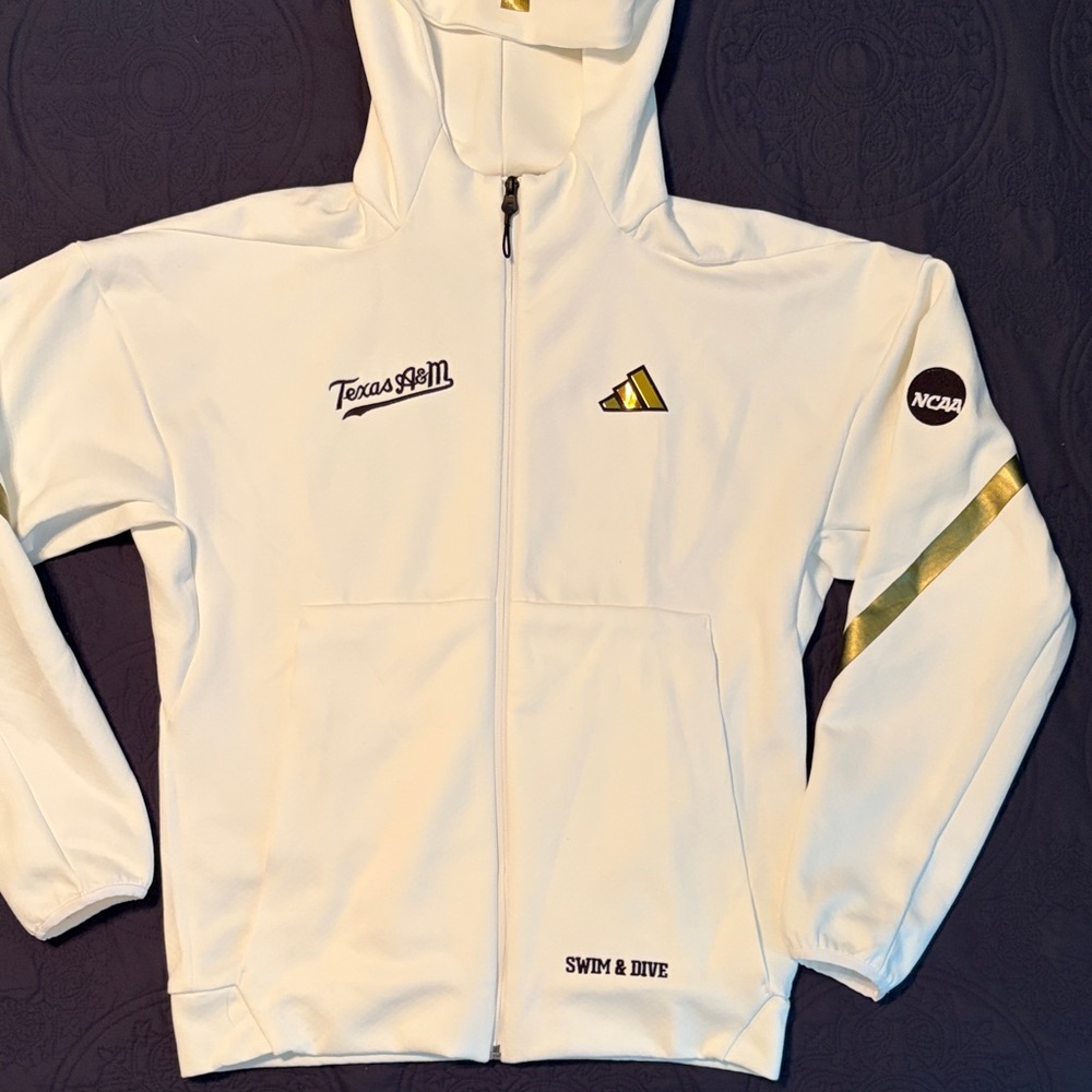 Adidas Texas A&M NCAA White Jacket with Gold Accents